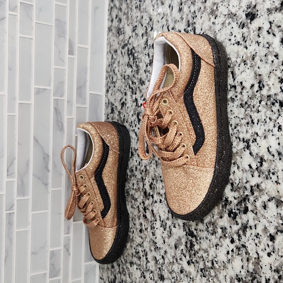 New Bronze / Copper Glitter Vans Sneakers sz 3 sparkle kids skateboard shoes NWT - Picture 5 of 6